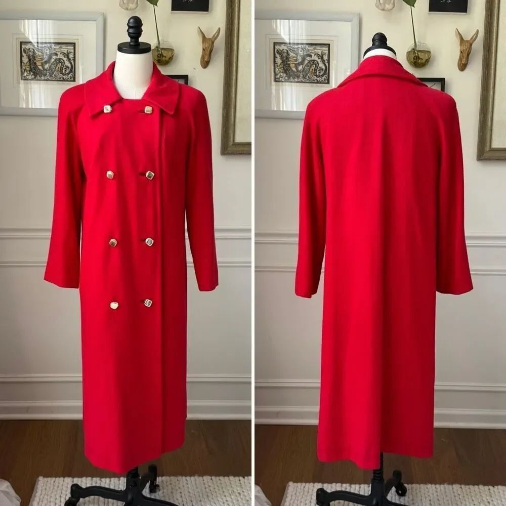 Vintage 60s Count Romi Double Breasted Red Gold Button Coat S